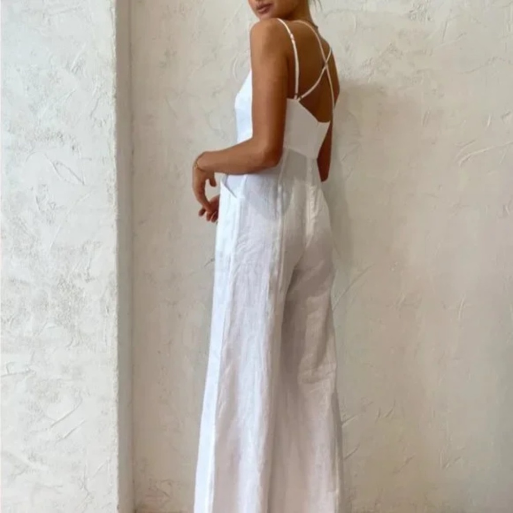 Rumer Byron Linen Jumpsuit In White size M NWOT - Picture 9 of 15